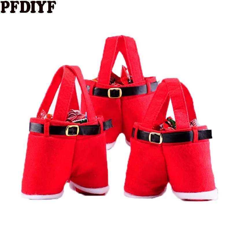 

Cute 1Pcs Merry Christmas Gift Treat Candy Wine Bottle Holder Santa Claus Suspender Pants Trousers Decor Christmas Gift Bags
