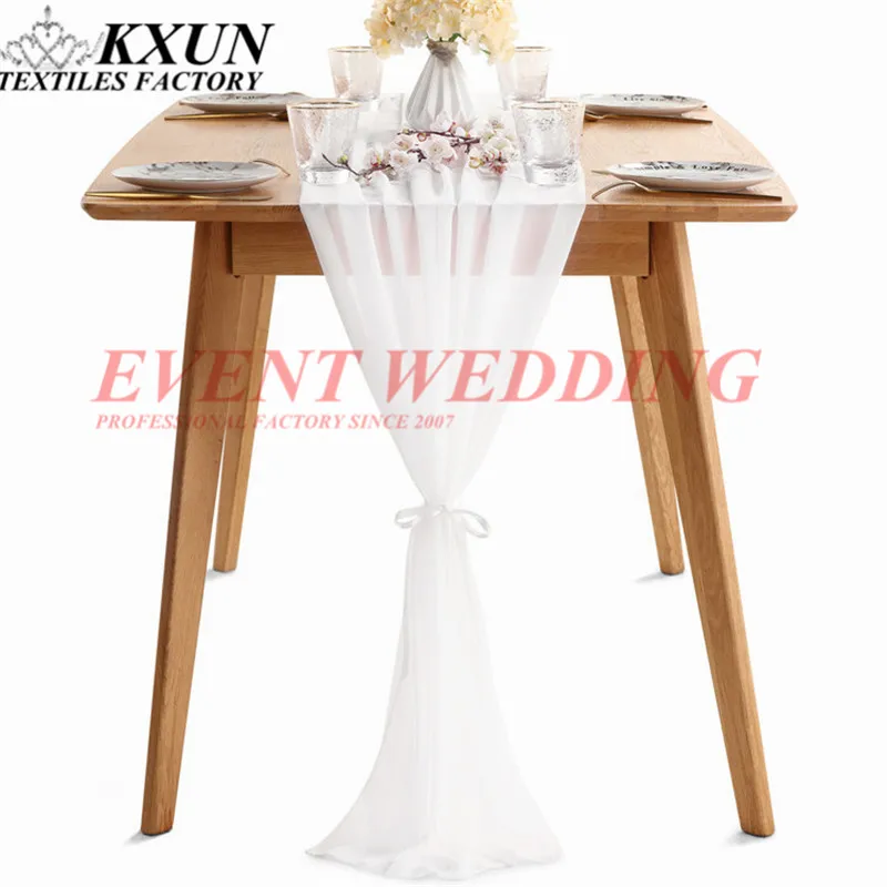 Wedding-table-cloth-chiffon-table-runner-white