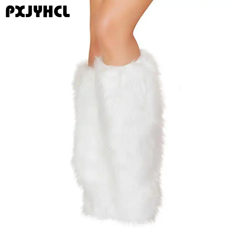 white furry boots