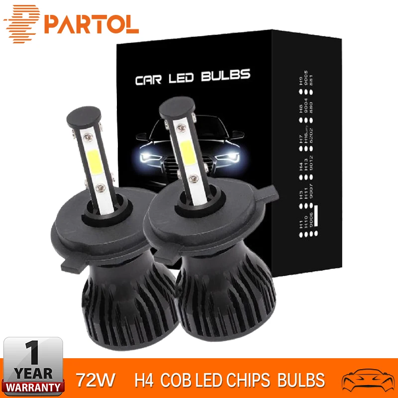 Partol 72W H4 LED Fog Lights Hi-Lo Beam COB Chips 8000LM Auto LED Car Lights Automobile Headlight Conversion Kit 6500K 12V 24V
Partol 72W H4 LED Fog Lights Hi-Lo Beam COB Chips 8000LM Auto LED Car Lights Automobile Headlight Conversion Kit 6500K 12V 24V