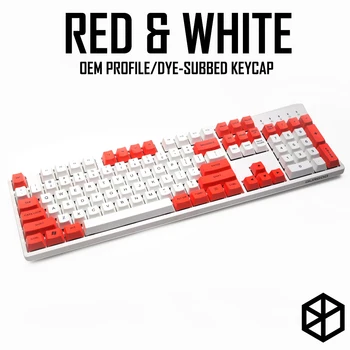 white and r colorway 104 oem profile Dye Sub Keycap Set thick PBT plastic keyboard gh60 poker 87 tkl 104 ansi
white and r colorway 104 oem profile Dye Sub Keycap Set thick PBT plastic keyboard gh60 poker 87 tkl 104 ansi