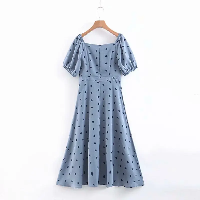 2019 Women Fashion Dress Summer Short Sleeve Soft Slash Neck Dot Blue Causal Slim Dress Female
2019 Women Fashion Dress Summer Short Sleeve Soft Slash Neck Dot Blue Causal Slim Dress Female