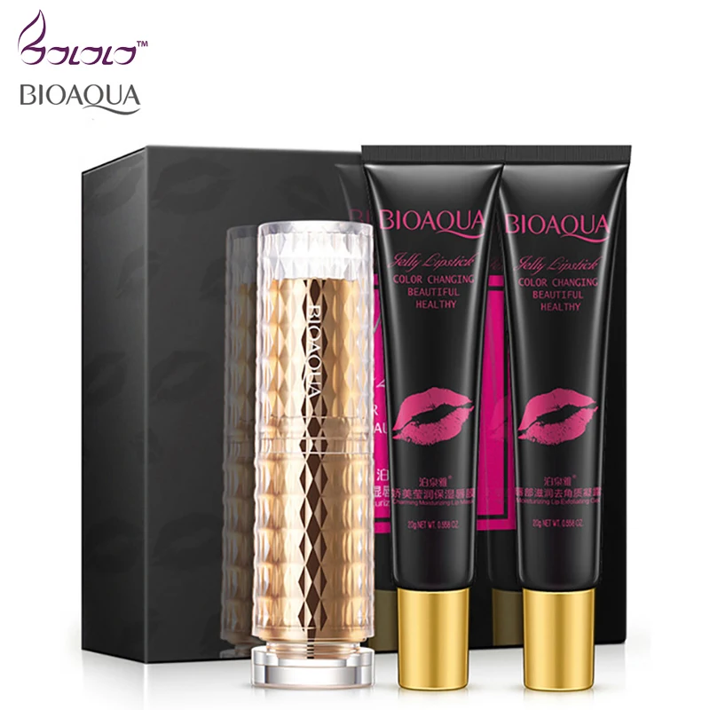 

BIOAQUA exfoliating gel / lip mask / shiny liquid lip gloss beauty makeup liquid lipstick pink tender moisturizing lip care set