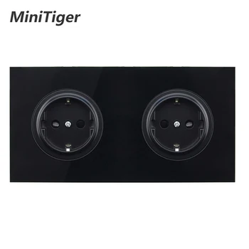 Minitiger Crystal Tempered Pure Glass Black Panel 16A Double EU Standard Wall Power Socket Outlet Grounded Child Protective Door
Minitiger Crystal Tempered Pure Glass Black Panel 16A Double EU Standard Wall Power Socket Outlet Grounded Child Protective Door