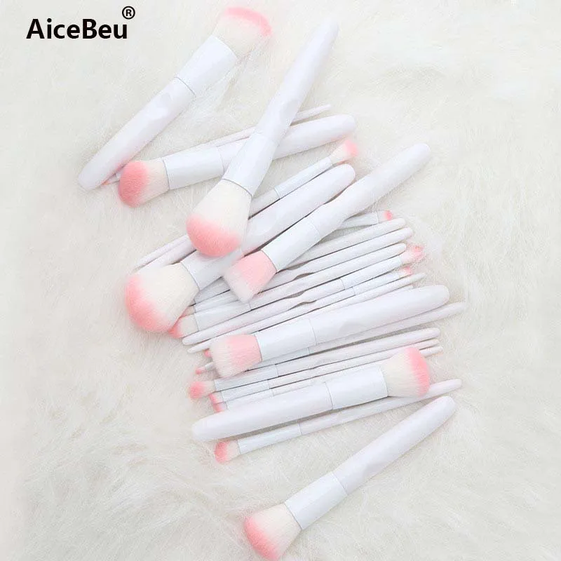 

AiceBeu 12Pcs Makeup Brushes Set Comestic Powder Foundation Blush Eyeshadow Eyeliner Lip Make up Brush Tools Maquiagem White