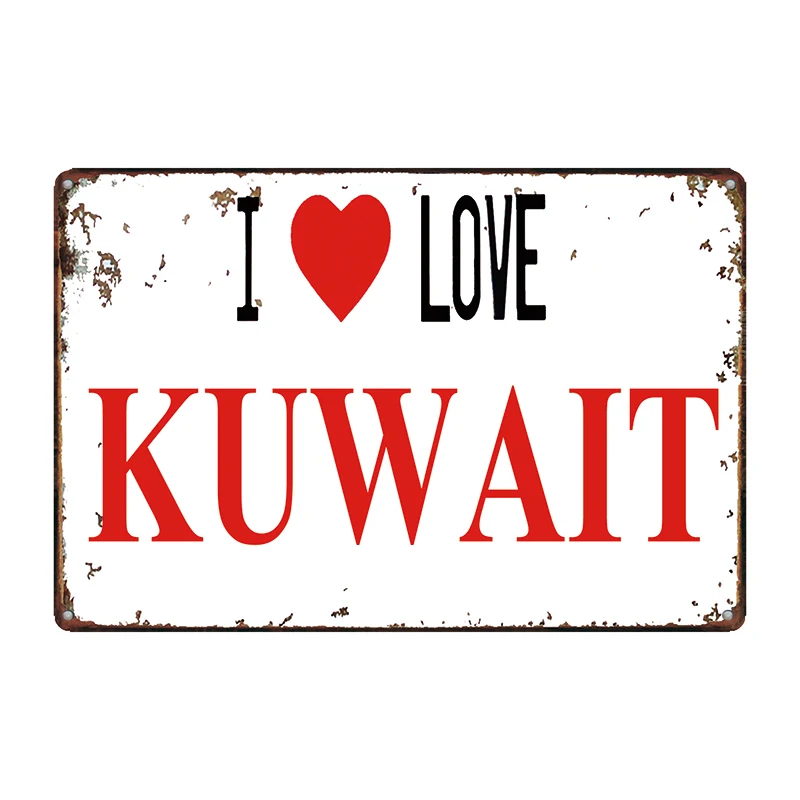 Декоративный Знак I Love Kuwait Tin винтажный Декор для дома жестяная вывеска