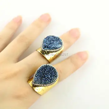 5Pcs Gold Color Teardrop Natural Blue Titanium Quartz Stone Ring With Crystal Rhinestone Paved Jewelry Gem stone Ring
5Pcs Gold Color Teardrop Natural Blue Titanium Quartz Stone Ring With Crystal Rhinestone Paved Jewelry Gem stone Ring