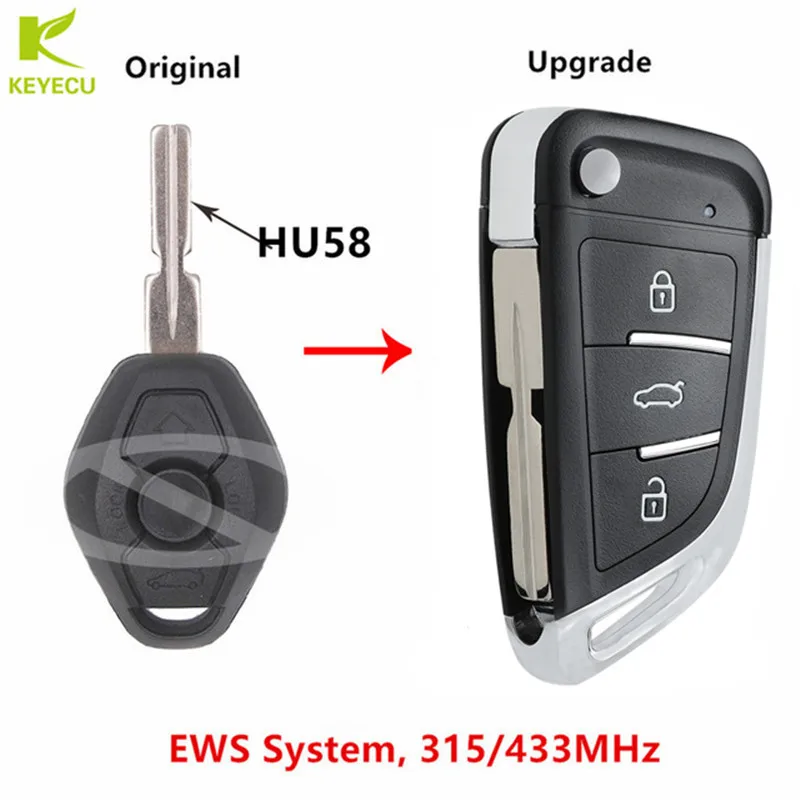 KEYECU Replacement Upgraded Flip Remote Key fob 315/433MHz ID44 EWS System for BMW E36 E38 E39 E46 E53 E60 E61 E81 X3 X5 Z3 Z4
KEYECU Replacement Upgraded Flip Remote Key fob 315/433MHz ID44 EWS System for BMW E36 E38 E39 E46 E53 E60 E61 E81 X3 X5 Z3 Z4