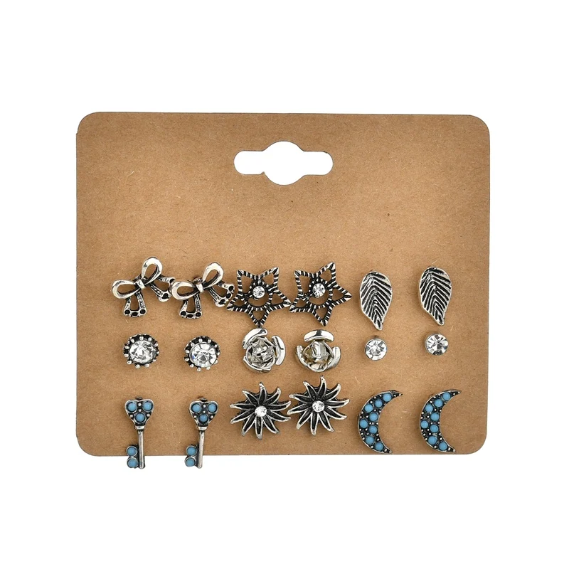 MissCyCy Vintage Stud Earrings For Women Ethnic Style 9 Pairs Bow Leaves Moon Key Flowers Rhinestone Earring Set Gift
MissCyCy Vintage Stud Earrings For Women Ethnic Style 9 Pairs Bow Leaves Moon Key Flowers Rhinestone Earring Set Gift