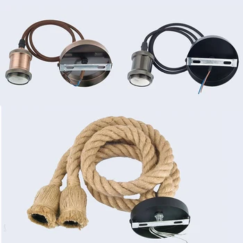 Vintage Retro Hemp Rope Lamp Pendant Lights 1M hanglamp lamparas de techo colgante moderna Hanging Industrial decor Led Lamp
Vintage Retro Hemp Rope Lamp Pendant Lights 1M hanglamp lamparas de techo colgante moderna Hanging Industrial decor Led Lamp