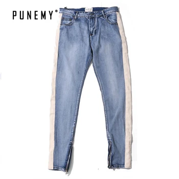 Men Jeans Denim Ankle Zipper Slim Pencil Pants Patchwork Side Striped Hip Hop Streetwear Washed Joggers Man's Jeans Trousers
Men Jeans Denim Ankle Zipper Slim Pencil Pants Patchwork Side Striped Hip Hop Streetwear Washed Joggers Man's Jeans Trousers