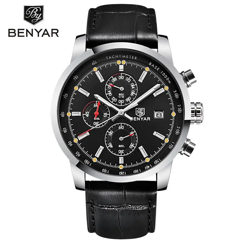 BENYAR Big dial design Chronograph Sport Mens Watches Fashion Brand Military waterproof Quartz Watch Clock Relogio Masculino
BENYAR Big dial design Chronograph Sport Mens Watches Fashion Brand Military waterproof Quartz Watch Clock Relogio Masculino
