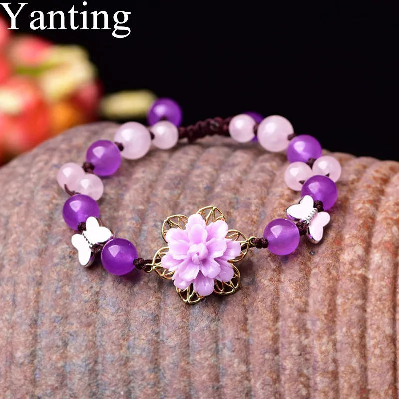 Yanting Romantic Sweet Bracelets For Women Girl Gift Purple Pink Chalcedony Stone Resin Flower Ethnic Bracelet Jewelry 095
Yanting Romantic Sweet Bracelets For Women Girl Gift Purple Pink Chalcedony Stone Resin Flower Ethnic Bracelet Jewelry 095