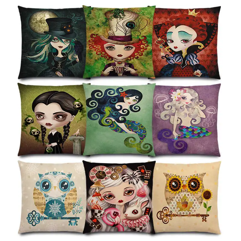 Alice Mermaid Fallen Angel Lady Hatter Ravens Moon Queen Clown Girl Pierrette Countess Owl Good Cushion Cover Pillow Case
Alice Mermaid Fallen Angel Lady Hatter Ravens Moon Queen Clown Girl Pierrette Countess Owl Good Cushion Cover Pillow Case
