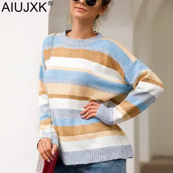 New Arrival 2019 Rainbow Striped Sweaters And Pullover Women Autumn Winter Fashion Loose Sweater Casual Jumper Female Knitted
New Arrival 2019 Rainbow Striped Sweaters And Pullover Women Autumn Winter Fashion Loose Sweater Casual Jumper Female Knitted