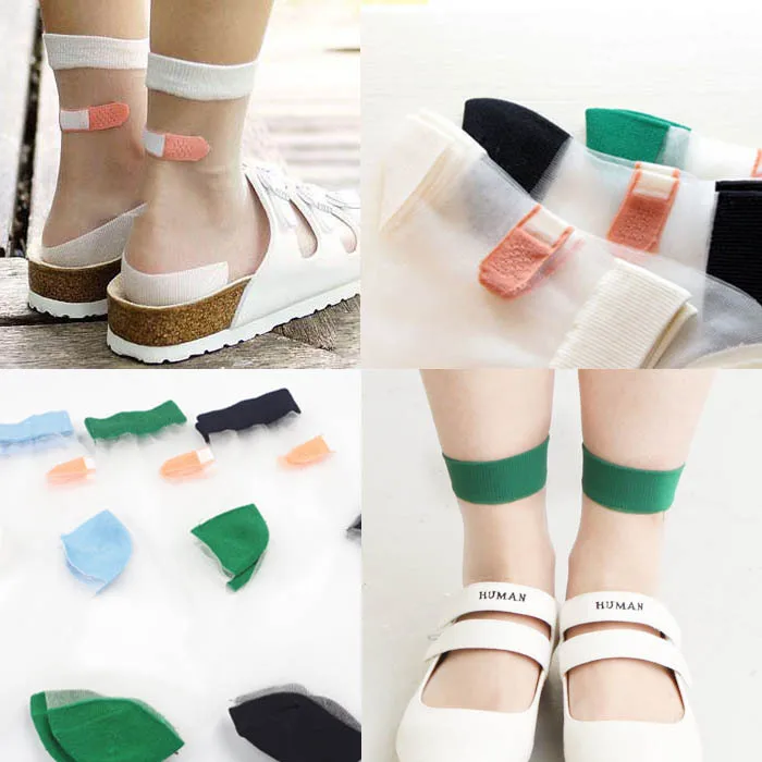 Japanese Summer Women Transparent Socks Harajuku Stretch Band Aid OK Crystal Sock Japan Glass Silk Art Socks Calcetines Mujer
Japanese Summer Women Transparent Socks Harajuku Stretch Band Aid OK Crystal Sock Japan Glass Silk Art Socks Calcetines Mujer