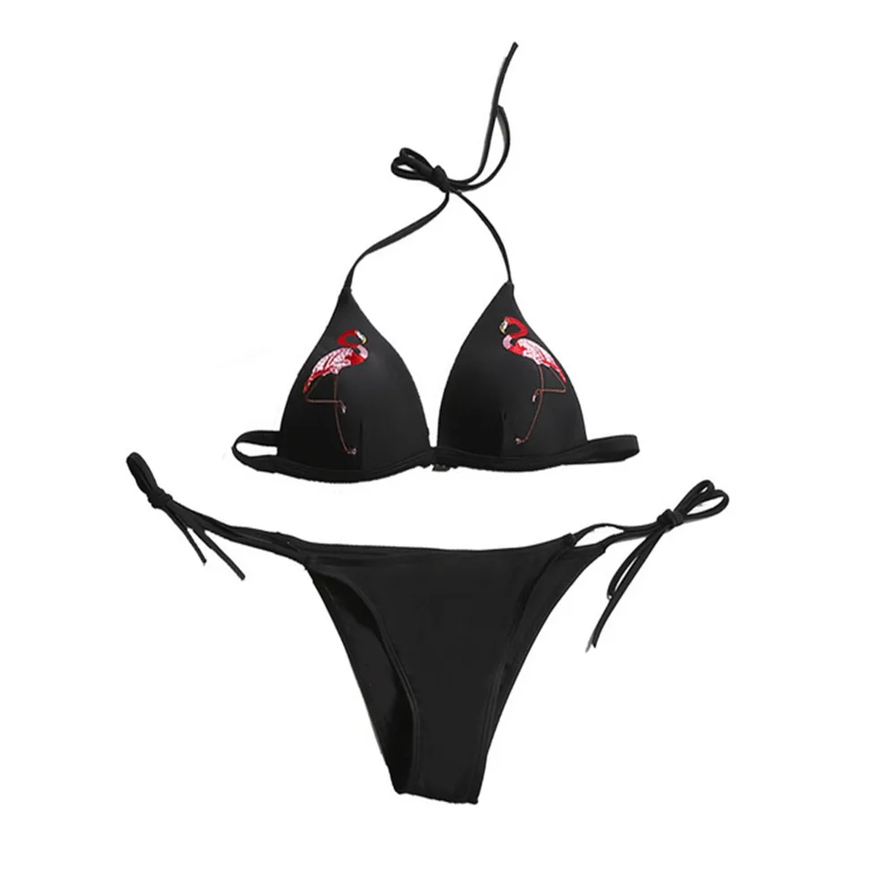 Hot Sale! Sexy Women Bikini Set Flamingo Embroidery Female Swimwear Swimming Bathing Suit Black NEW 2019
Hot Sale! Sexy Women Bikini Set Flamingo Embroidery Female Swimwear Swimming Bathing Suit Black NEW 2019