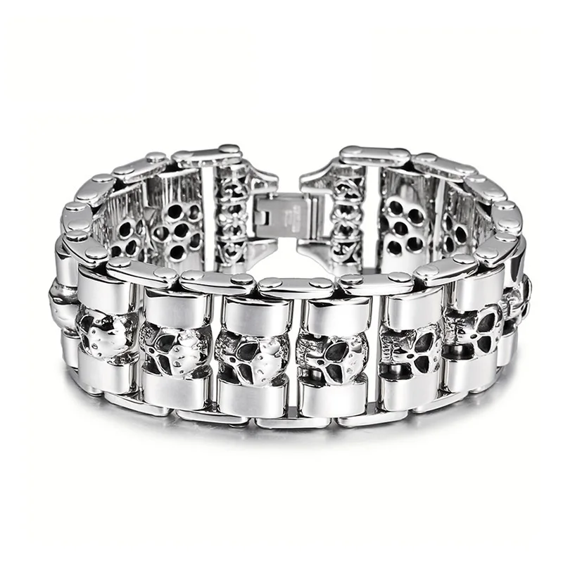 Rock Punk Bracelet for Men Skull Stainless Steel Long Chain Unique New Fashion Jewelry 210*24mm
Rock Punk Bracelet for Men Skull Stainless Steel Long Chain Unique New Fashion Jewelry 210*24mm