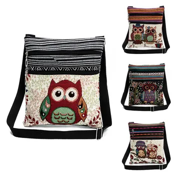 

Hot Sale Vinatge Women Satchel Shoulder Bag Tote Messenger Cross Body Canvas Owl Handbag Owl Print Diagonal Package Shoulder Bag