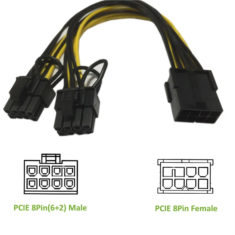 PCIE 8P Female to 2 Port Dual 8pin 6P+2P Male (16)