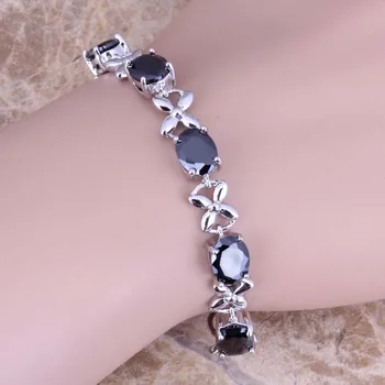 Stunning Black Cubic Zirconia Silver Plated Link Chain Oval Bracelet 7 - 8 inch S0620 
Stunning Black Cubic Zirconia Silver Plated Link Chain Oval Bracelet 7 - 8 inch S0620