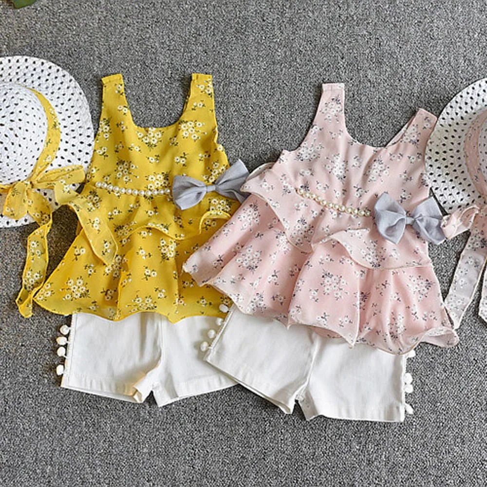Fashion Set Toddler Baby Kid Girl Outfits Clothes Lovely Sweet Floral Vest T-shirt+Pants+Sun Hat Set conjunto infantil menina
Fashion Set Toddler Baby Kid Girl Outfits Clothes Lovely Sweet Floral Vest T-shirt+Pants+Sun Hat Set conjunto infantil menina