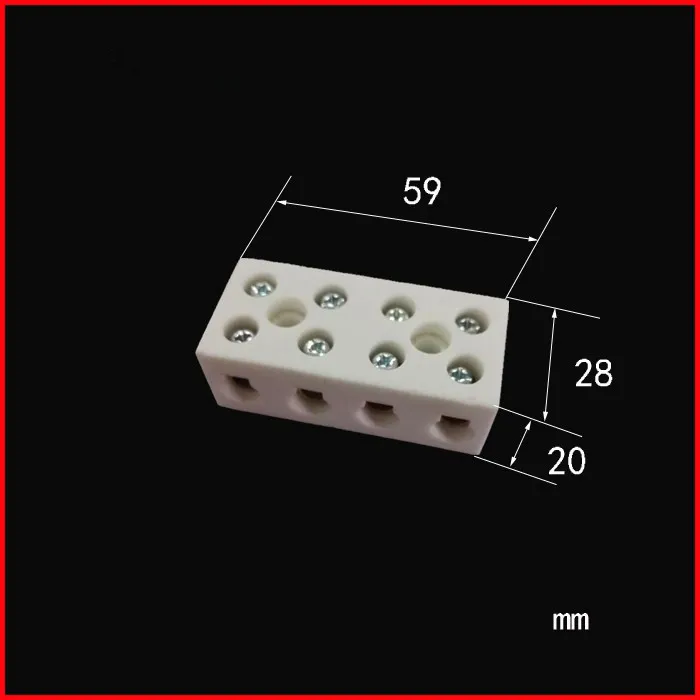4 ceramic terminal block / high temperature insulated ceramic terminal /Long * wide * high=59*28*20
4 ceramic terminal block / high temperature insulated ceramic terminal /Long * wide * high=59*28*20