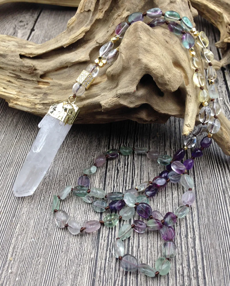 YA2830 Natural Quartz Pendant Fluorite Quartz Irregular Nugget Beads Knot Handmade Necklace
YA2830 Natural Quartz Pendant Fluorite Quartz Irregular Nugget Beads Knot Handmade Necklace