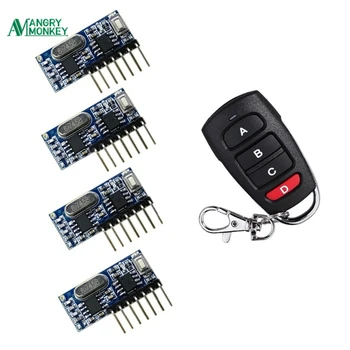 RF Remote Control Transmitter & 433Mhz Wireless Receiver Learning Code 1527 Decoding Module 4 Channel Output With Learning Key
RF Remote Control Transmitter & 433Mhz Wireless Receiver Learning Code 1527 Decoding Module 4 Channel Output With Learning Key