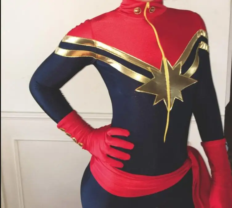 Women Ms.Captain Marvel Carol Danvers Superhero Costume Spandex Zentai Suit For Halloween Party Cosplay Costume
Women Ms.Captain Marvel Carol Danvers Superhero Costume Spandex Zentai Suit For Halloween Party Cosplay Costume