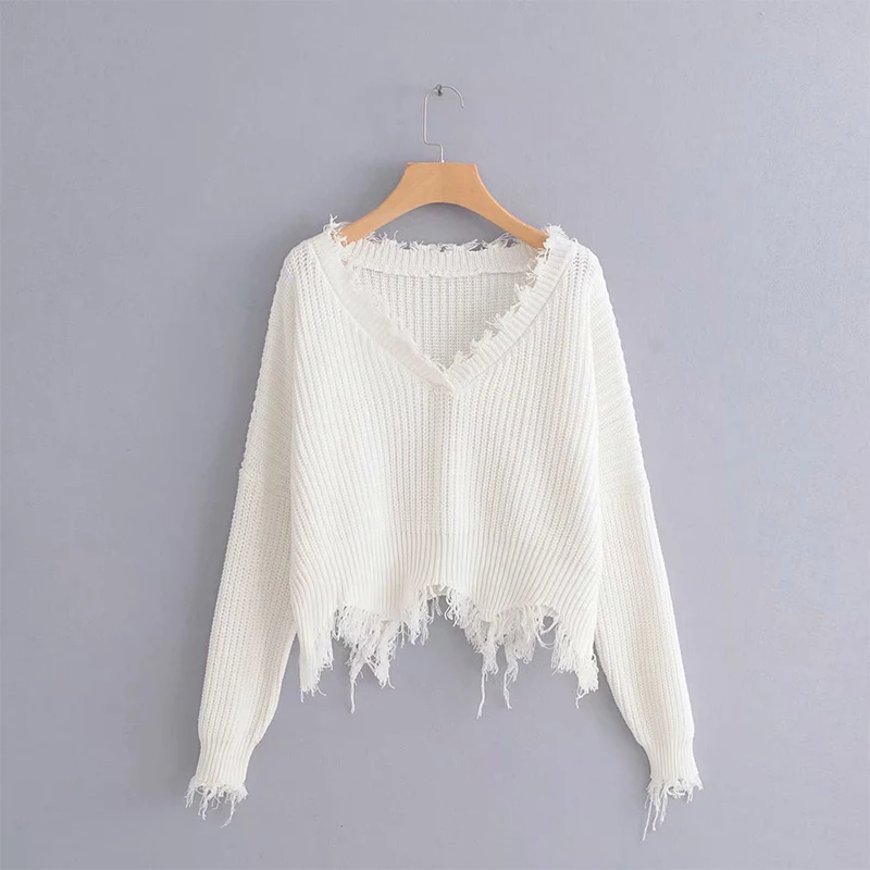 Ccibuy Winter Sweater Female Women's Loose Long Sleeve V-Neck Ripped Pullover Knit Sweater Women Jumpers Tassel Sweater
Ccibuy Winter Sweater Female Women's Loose Long Sleeve V-Neck Ripped Pullover Knit Sweater Women Jumpers Tassel Sweater