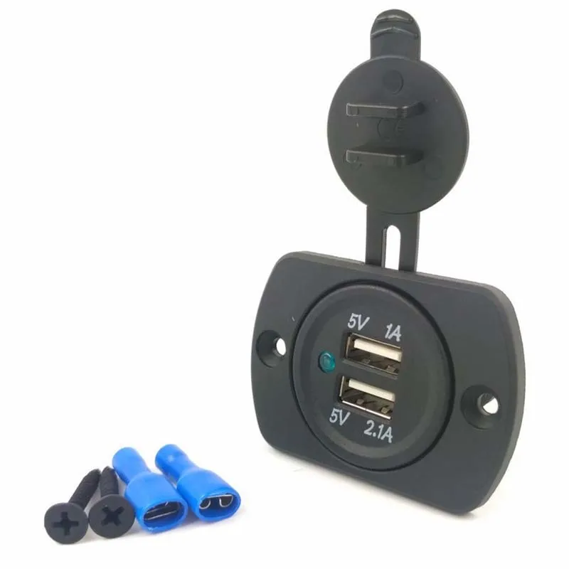 5V 2.1A 1A Waterproof Dual USB Charging Socket Adapter LED Bulb Indicator Motorcycle Vehicle Boat Car Interior Refit Accessory
5V 2.1A 1A Waterproof Dual USB Charging Socket Adapter LED Bulb Indicator Motorcycle Vehicle Boat Car Interior Refit Accessory
