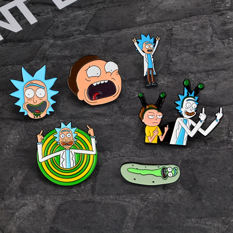 Rick and Morty Classic Cartoon Badge Buttons Brooch