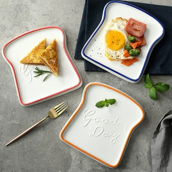 Toast Bread Shape Storage Tray Colorful Hand-painted Rim Ceramic Trays Vogue Breakfast Dessert Dish Plate
Toast Bread Shape Storage Tray Colorful Hand-painted Rim Ceramic Trays Vogue Breakfast Dessert Dish Plate