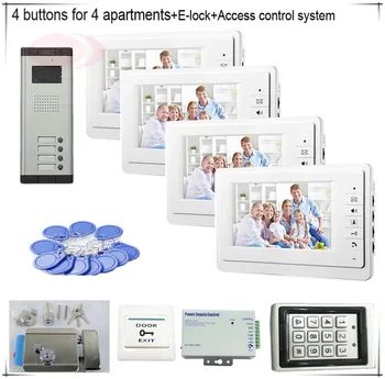 4 Buttons Color Video Door Phones Intercom Systems 4 LCD Security Doorbell for 4 Apartments +Access Control System+E-lock
4 Buttons Color Video Door Phones Intercom Systems 4 LCD Security Doorbell for 4 Apartments +Access Control System+E-lock