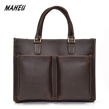 MAHEU Genuine Leather Casual Business Handbag Men Fashion Crazy Horse Men's Macbook Breifcase 15 Inch Shoulder Bag Brown Coffee
MAHEU Genuine Leather Casual Business Handbag Men Fashion Crazy Horse Men's Macbook Breifcase 15 Inch Shoulder Bag Brown Coffee