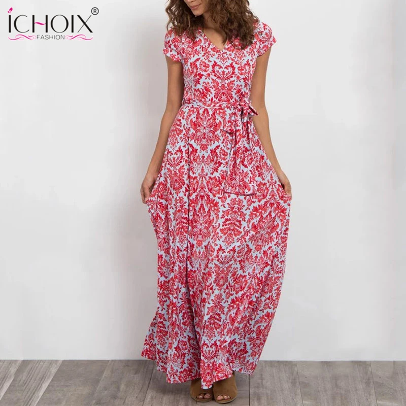 summer Women Long Dress in the floor sarafan Floral Print female short sleeve V-neck Maxi dress Bohemian Elegant party vestidos
summer Women Long Dress in the floor sarafan Floral Print female short sleeve V-neck Maxi dress Bohemian Elegant party vestidos