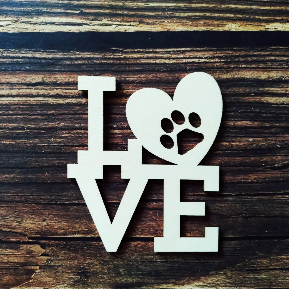 Вырезанная лазером НЕОБРАБОТАННАЯ деревянная надпись Любовь с собакой домашний