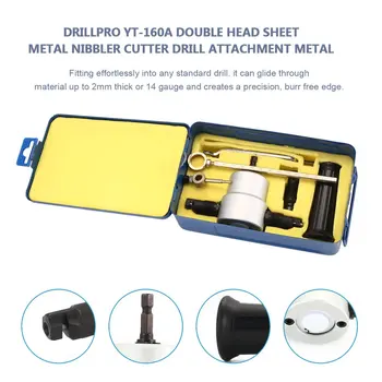 Drillpro YT-160A Double Head Sheet Metal Nibbler Cutter Drill Attachment Metal Drill Attachment Kit with Wrench and Parts
Drillpro YT-160A Double Head Sheet Metal Nibbler Cutter Drill Attachment Metal Drill Attachment Kit with Wrench and Parts