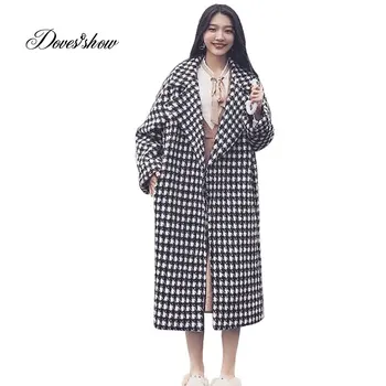 Women Autumn Winter Houndstooth Jacket Cape Coat Long Wool Coat Mujer Casaco Feminino Female Jacket Blends Outwear Plaid Jacket
Women Autumn Winter Houndstooth Jacket Cape Coat Long Wool Coat Mujer Casaco Feminino Female Jacket Blends Outwear Plaid Jacket