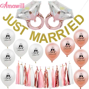 Amawill Rose Gold Diamonds Ring Balloons Just Married Paper Banner Bridal Shower Bachelorette Party Wedding Decorations 8D
Amawill Rose Gold Diamonds Ring Balloons Just Married Paper Banner Bridal Shower Bachelorette Party Wedding Decorations 8D