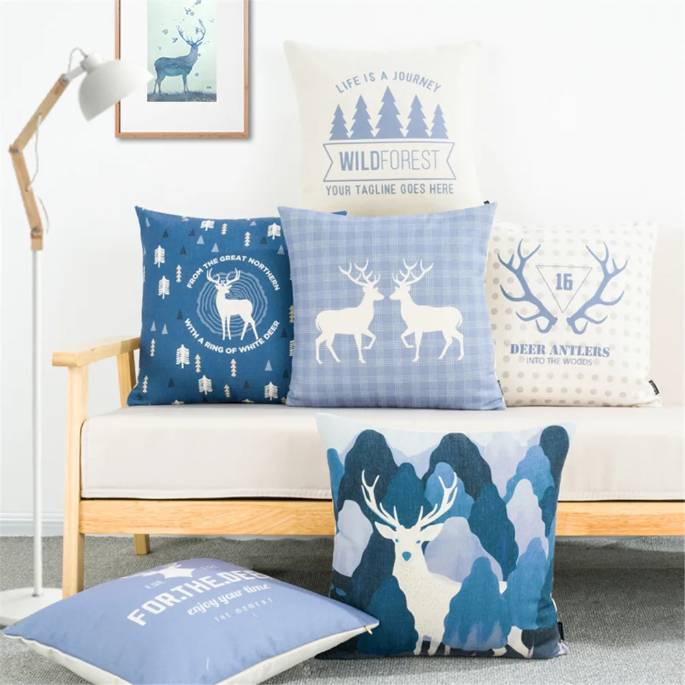 Merry Christmas Decoration Square Throw Pillow Case Blue Christmas Trees Deer Seat Cushion Cover For Sofa Home Capa De Almofadas
Merry Christmas Decoration Square Throw Pillow Case Blue Christmas Trees Deer Seat Cushion Cover For Sofa Home Capa De Almofadas