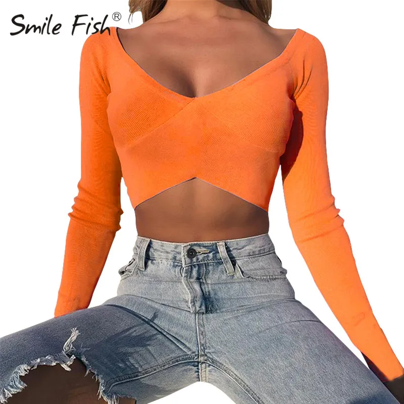 Solid Neon Tshirt Streetwear New Fashion V-Neck Women Crop Tops Casual Autumn Sexy Long Sleeve Female Short T-Shirts Tees GV746
Solid Neon Tshirt Streetwear New Fashion V-Neck Women Crop Tops Casual Autumn Sexy Long Sleeve Female Short T-Shirts Tees GV746