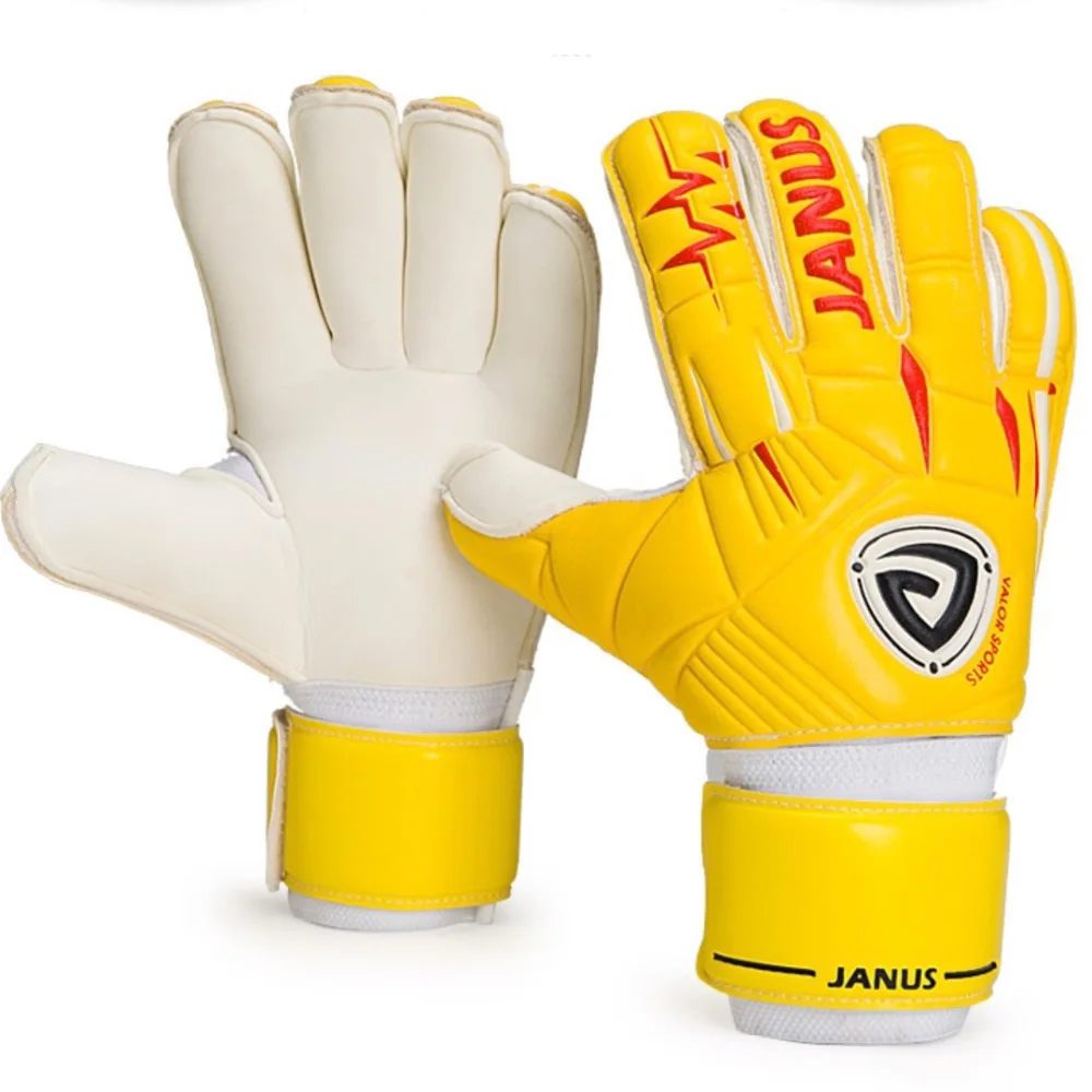 Image Janus JA939 Professional Football Goalkeeper Gloves Detachable Finger Protection Soccer Glove Keeper Yellow Red