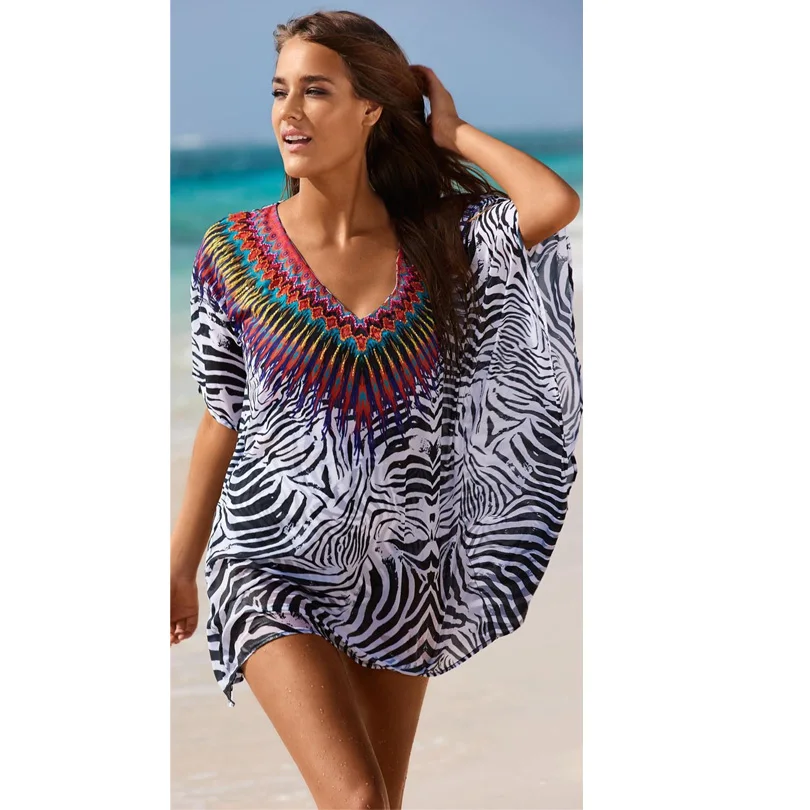 2017 Beach Dress Kaftan Beach Sarongs Sexy V-neck Cover-Up Leopard bat seelve Chiffon Bikini Swimwear Tunic Swimsuit Cover Ups
2017 Beach Dress Kaftan Beach Sarongs Sexy V-neck Cover-Up Leopard bat seelve Chiffon Bikini Swimwear Tunic Swimsuit Cover Ups