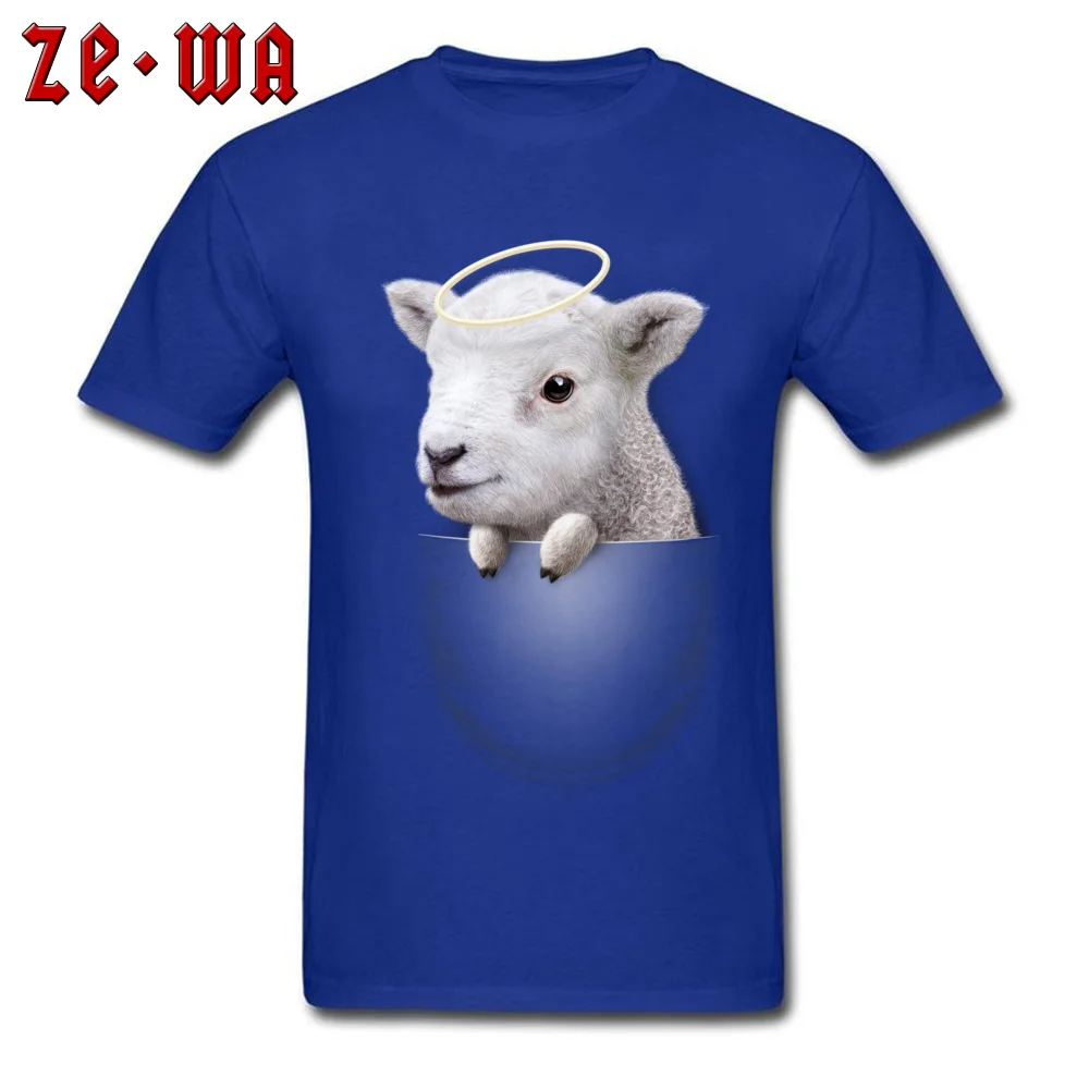 Funny Tops Shirts Hot Sale Short Sleeve Male T-Shirt TpicOriginaltitle Group Summer T-shirts Round Collar Free Shipping POCKET LAMB blue