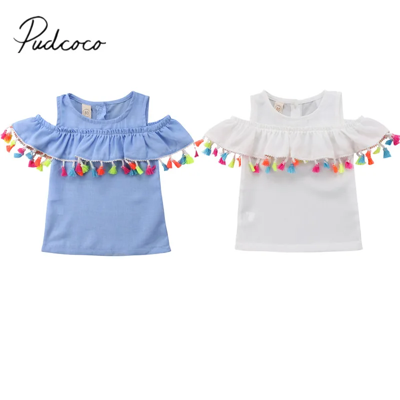 2018 Brand New Toddler Baby Girls Summer Casual T-Shirts Tops Off Shoulder Shortsleeve Ruffles Coloful Tassel T-Shirts 6M-4Y
2018 Brand New Toddler Baby Girls Summer Casual T-Shirts Tops Off Shoulder Shortsleeve Ruffles Coloful Tassel T-Shirts 6M-4Y