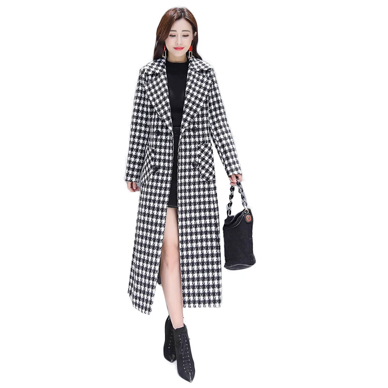 Houndstooth woolen coat female 2018 winter new plaid over the knee wool coats women office work wear elegant
Houndstooth woolen coat female 2018 winter new plaid over the knee wool coats women office work wear elegant