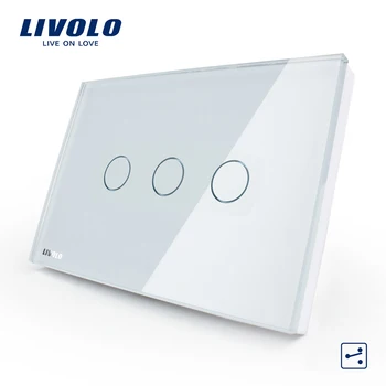 

Livolo US/AU Standard Touch Switch, VL-C303S-81, White Crystal Glass Panel,3-gang 2-way Touch Control Light Switch