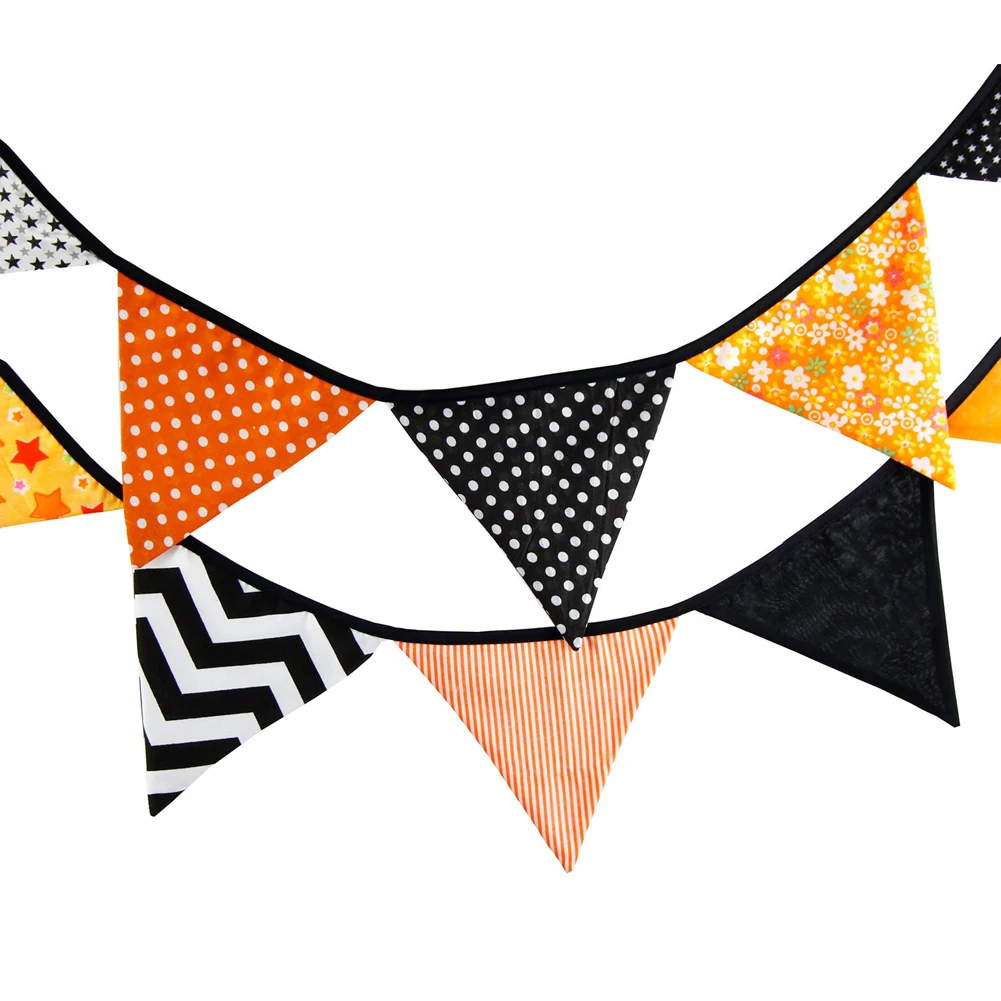 Image 12 Flags 3.2m Handmade Beautiful Halloween Cotton Fabric Bunting Pennant Flags Banner Garland Home Party DIY Chritmas Crafts